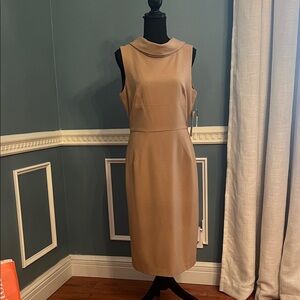 Donna Ricco Classic Beige Midi Dress